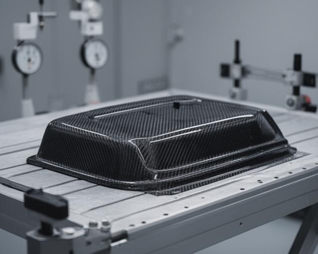 Componente aeronáutico compuesto con terminación prolija en una mesa de inspección técnica